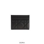 کارت‌هولدر زنانه طرح کریستین دیور (Dior Caro / Cannage) — مشکی با لوگوی طلایی CD