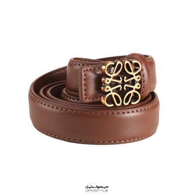 کمربند چرمی زنانه Loewe قهوهای & طلایی